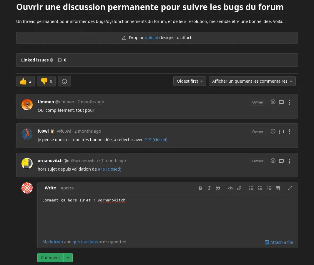 gitlab issue commentaires
