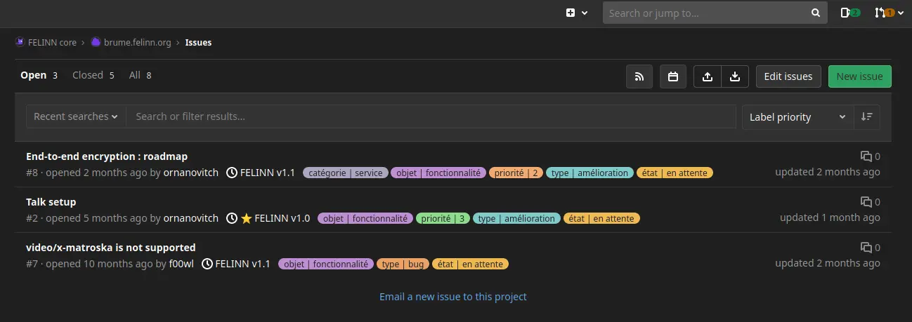 Gitlab liste des issues