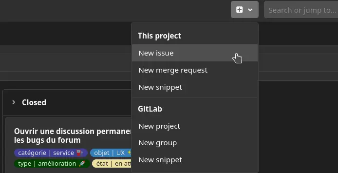 Gitlab Ajout d&#39;Issue