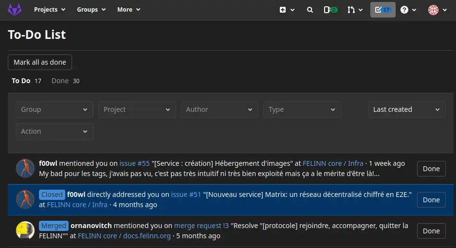 gitlab todo