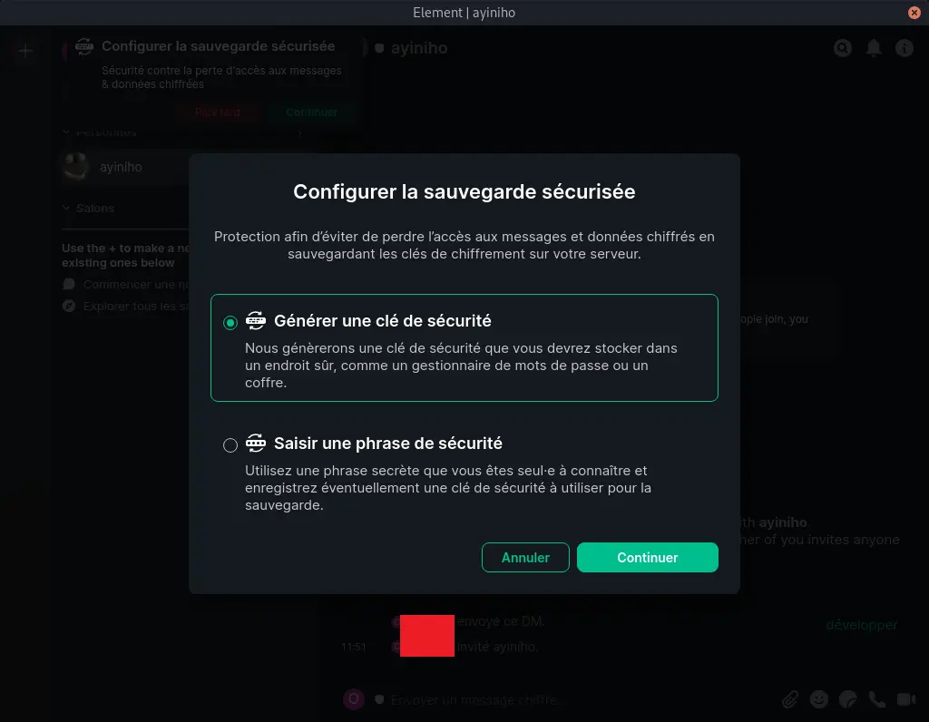 Sauvegarde de la configuration